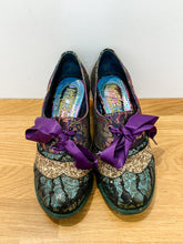 Load image into Gallery viewer, Metallic Fabric + Glitter Brogues with Ombre Lucite Heels (orig. $159)
