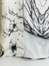 Load image into Gallery viewer, Watercolor Branches + Birds Silk Skirt with Asymmetrical Hem (NWT, orig. $375)
