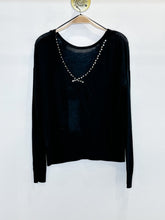 Load image into Gallery viewer, Wool-Silk Blend Sweater with Rhinestone V-Neck Back (NWT, orig. $380)
