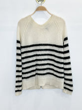 Load image into Gallery viewer, Striped Mohair-Blend Crewneck Back Zip Sweater
