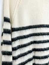 Load image into Gallery viewer, Striped Mohair-Blend Crewneck Back Zip Sweater
