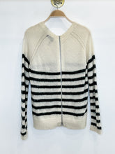 Load image into Gallery viewer, Striped Mohair-Blend Crewneck Back Zip Sweater
