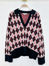 Load image into Gallery viewer, The Aria Cashmere-Blend Argyle V-Neck Sweater (orig. $378)
