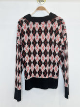 Load image into Gallery viewer, The Aria Cashmere-Blend Argyle V-Neck Sweater (orig. $378)
