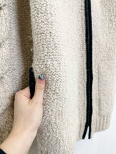 Load image into Gallery viewer, Cable Knit Wool-Alpaca Zip Front Hooded Sweater with Leather Trim
