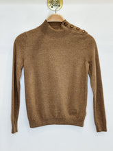 Load image into Gallery viewer, Merino Wool Mock Neck Sweater with Shoulder Buttons
