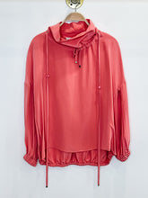 Load image into Gallery viewer, Oversized Silk Long Sleeve Drawstring Turtleneck Blouse (orig. $612)
