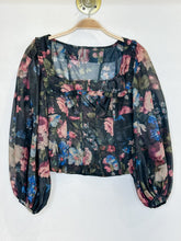 Load image into Gallery viewer, Sheer Floral Corset Top with Balloon Sleeves (NWT, orig. $118)

