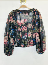 Load image into Gallery viewer, Sheer Floral Corset Top with Balloon Sleeves (NWT, orig. $118)
