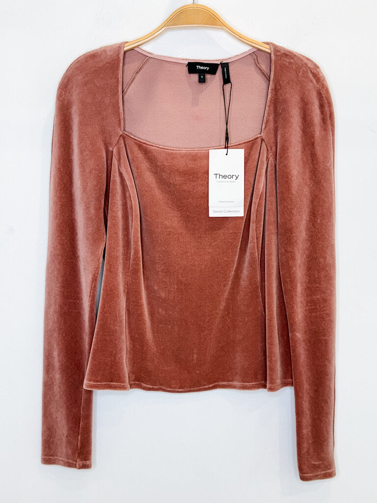 Velvet Long Sleeve Top with Square Neckline (NWT, orig. $175)