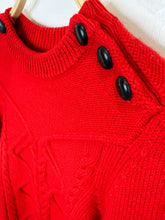 Load image into Gallery viewer, Wool Cable Knit Sweater with Puff Sleeves + Shoulder Buttons
