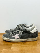 Load image into Gallery viewer, Suede + Glitter Star Lace Up Sneakers
