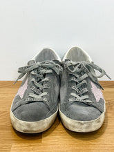 Load image into Gallery viewer, Suede + Glitter Star Lace Up Sneakers

