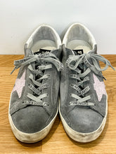 Load image into Gallery viewer, Suede + Glitter Star Lace Up Sneakers
