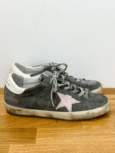 Load image into Gallery viewer, Suede + Glitter Star Lace Up Sneakers

