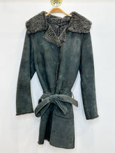 Load image into Gallery viewer, Double Breasted Lambskin Sherpa Coat with Tie Belt
