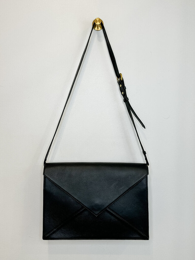 Grand Clutch Enveloppe En Simili Cuir - Noir - Just Fab