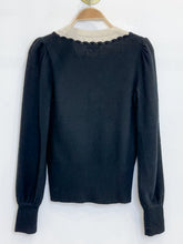 Load image into Gallery viewer, Wool Color Block V-Neck Sweater with Pointelle Details
