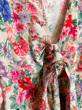 Load image into Gallery viewer, Floral Long Sleeve Button Up Mini Dress with Tie Neckline
