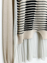 Load image into Gallery viewer, Cashmere-Silk-Wool Striped Sweater with Knife Pleat Back
