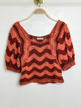 Load image into Gallery viewer, Short Puff Sleeve Wavy Crochet Top (orig. $395)
