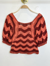 Load image into Gallery viewer, Short Puff Sleeve Wavy Crochet Top (orig. $395)
