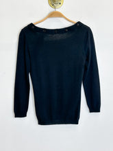 Load image into Gallery viewer, Wool Blend 3/4 Sleeve Knit Scoop Neck Top with Embellished Collar
