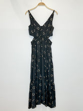 Load image into Gallery viewer, Strappy Silky Midi Dress with Floral Sequin Embellishments and Side Cutouts
