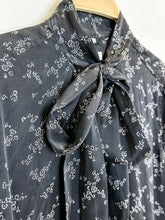 Load image into Gallery viewer, Floral Silk Cap Sleeve Tiered Mini Dress with Pussy Bow
