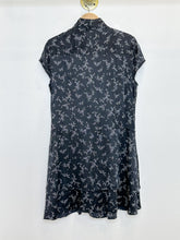 Load image into Gallery viewer, Floral Silk Cap Sleeve Tiered Mini Dress with Pussy Bow
