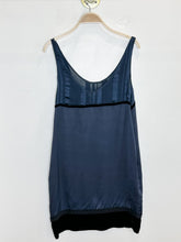 Load image into Gallery viewer, Satin Mini Dress with Sheer Straps and Velvet Trim (NWT, orig. $1175)
