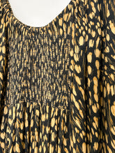 Load image into Gallery viewer, Wheat Print Long Sleeve Maxi Dress with Shirred Bodice + High Slit
