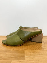 Load image into Gallery viewer, Vegetable-Tanned Leather Eloise Peep Toe Mules with Triangular Heel (orig. $326)
