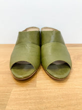 Load image into Gallery viewer, Vegetable-Tanned Leather Eloise Peep Toe Mules with Triangular Heel (orig. $326)
