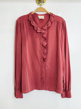 Load image into Gallery viewer, Chlo Long Sleeve Silk Shirt with Ruffle Lace Neckline
