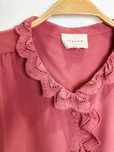 Load image into Gallery viewer, Chlo Long Sleeve Silk Shirt with Ruffle Lace Neckline
