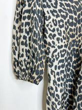 Load image into Gallery viewer, Leopard Print V-Neck Mini Dress with Short Puff Sleeves
