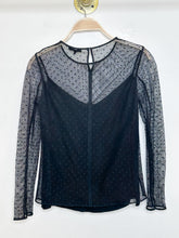 Load image into Gallery viewer, Dotted Mesh Long Sleeve Shirt with Camisole
