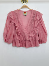 Load image into Gallery viewer, Cotton Puff Sleeve Tiered Wrap Top

