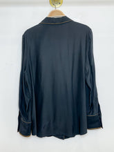 Load image into Gallery viewer, Silk PJ Button Up Shirt with Metallic Trim
