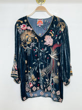Load image into Gallery viewer, Selah Velvet Kimono Sleeve Embroidered Top
