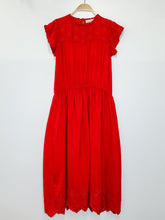 Load image into Gallery viewer, Silk Embroidered Cap Sleeve Midi Dress
