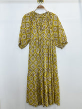 Load image into Gallery viewer, Cotton 1/2 Balloon Sleeve Tile Print Peasant Dress (orig. ~$276)

