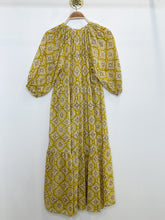 Load image into Gallery viewer, Cotton 1/2 Balloon Sleeve Tile Print Peasant Dress (orig. ~$276)
