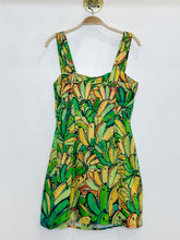 Load image into Gallery viewer, Linen Sleeveless Banana Print Button Up Mini Dress
