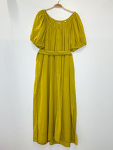 Load image into Gallery viewer, Organic Cotton Blend Button Front Puff Sleeve Dress with Tie Belt

