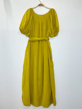 Load image into Gallery viewer, Organic Cotton Blend Button Front Puff Sleeve Dress with Tie Belt
