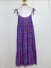Load image into Gallery viewer, Floral Tiered Spaghetti Strap Midi Dress with Shoulder Ties
