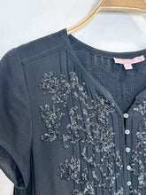 Load image into Gallery viewer, Fie Silk Short Sleeve Silk Sequin Half Button Dress (orig. $375)
