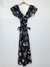 Load image into Gallery viewer, Silk Ikat Tulip Midi Dress with Ruffled Neckline (orig. $395)
